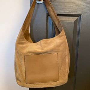 MICHAEL KORS Suede Leather Lena Hobo Shoulder Bag beige brown